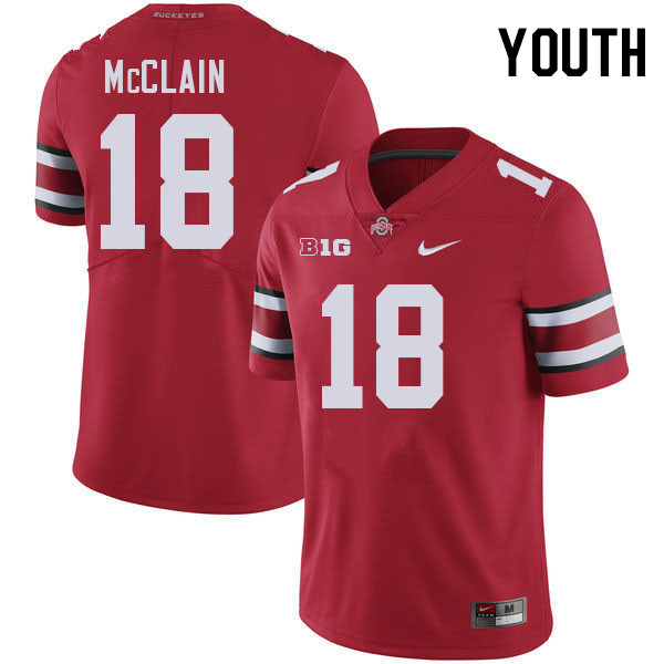 Youth #18 Jaylen McClain Ohio State Buckeyes College Football Jerseys Stitched-Red